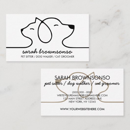 Katze Katze Haustier-Logo-Tierarzt Visitenkarte (Vorne/Hinten)