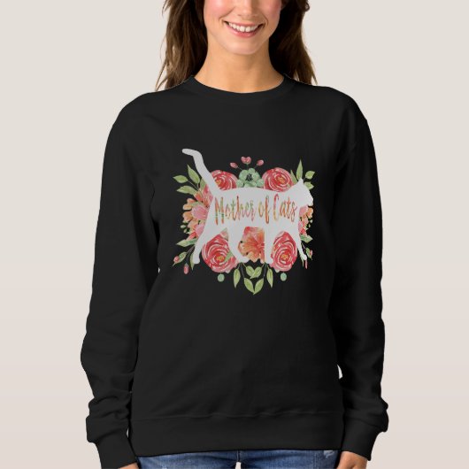 Katze Katze Katzen Weiße Blume Sweatshirt (Vorderseite)