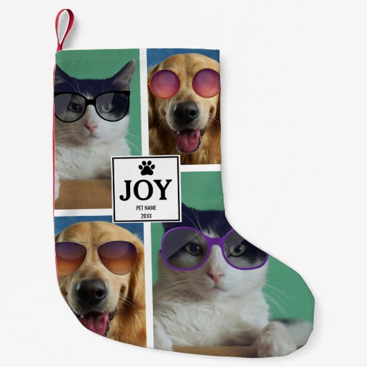 Katze Katze Weihnachten Tier Foto Collage Weihnach Kleiner Weihnachtsstrumpf (Vorderseite)