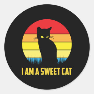 Katze Katzen Katzenliebhaber Kitten Retro Vintage Runder Aufkleber