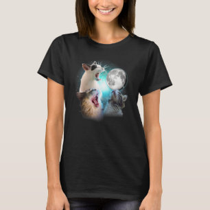 Katze Katzen Miauen Den Mond An Katze T-Shirt