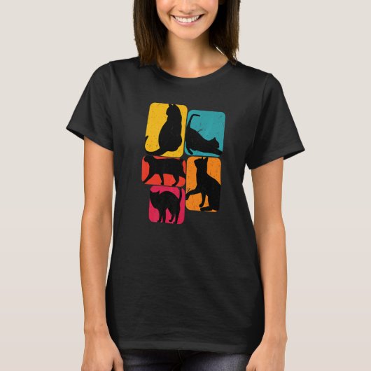 Katze Katzen Retro T-Shirt (Vorderseite)
