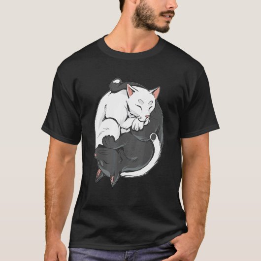 Katze Katzen Yin Yang T-Shirt (Vorderseite)