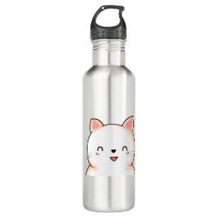 Katze Katzenkatze Kawaii Augen Zeichnend Tier. Edelstahlflasche