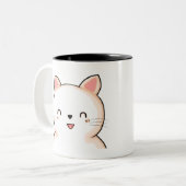 Katze Katzenkatze Kawaii Augen Zeichnend Tier. Zweifarbige Tasse (Vorderseite Links)