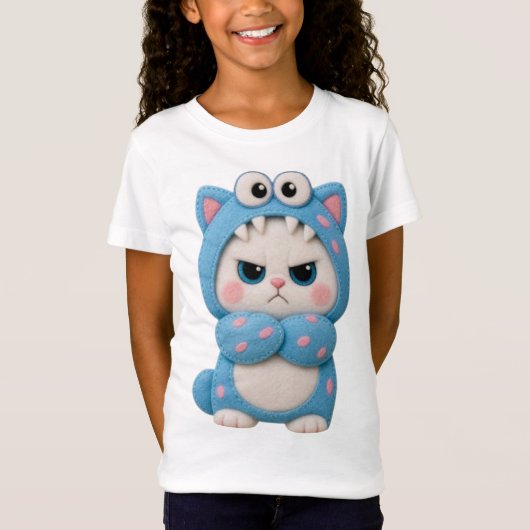 Katze Kawaii Patchwork T-Shirt (Vorderseite)