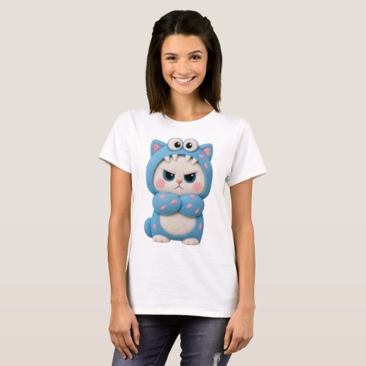 Katze Kawaii Patchwork T-Shirt (Vorne ganz)