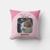 Katze Keepake Haustiere 2 Fotos Liebe Herz rosa Kissen (Vorderseite)