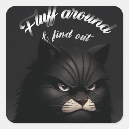 Katze, Kitten, Fluff umher und finden Sie die Sonn Quadratischer Aufkleber (Vorderseite)