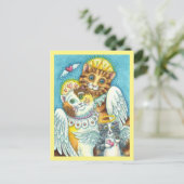 KATZE, KITTEN & MAUSANGELN IN HEAVEN, HALO & WINGS POSTKARTE (Stehend Vorderseite)