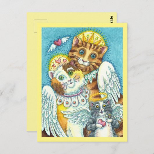 KATZE, KITTEN & MAUSANGELN IN HEAVEN, HALO & WINGS POSTKARTE (Vorne/Hinten)