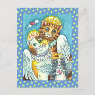 KATZE, KITTEN & MAUSANGELN IN HEAVEN, HALO & WINGS POSTKARTE