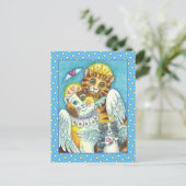 KATZE, KITTEN & MAUSANGELN IN HEAVEN, HALO & WINGS POSTKARTE (Stehend Vorderseite)
