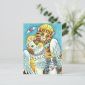 KATZE, KITTEN & MAUSANGELN IN HEAVEN, HALO & WINGS POSTKARTE (Stehend Vorderseite)