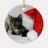 Katze, Kitten, Weihnachten, Rettung Keramik Ornament (Vorne)