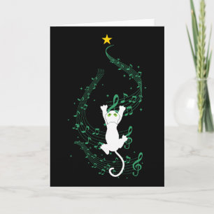 Katze klettert Musiknote Weihnachtsbaum Geschenk Karte