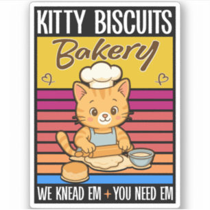 Katze Kneten Baker Kitty Biscuits Wir Knead Em You Aufkleber
