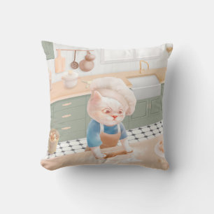 Katze Koch Backen in der Küche Kissen