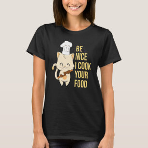 Katze Kochen Kulinarisches Rezept Restaurant Chef T-Shirt