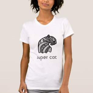 Katze Kopf mit Boho Ornamente Schwarz-Weiß T-Shirt