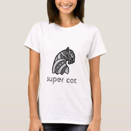 Katze Kopf mit Boho Ornamente Schwarz-Weiß T-Shirt