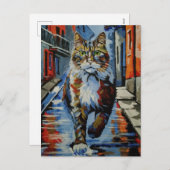 Katze, Kotofey, Straße, Stadt, Tier Feiertagspostkarte (Vorne/Hinten)