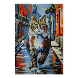 Katze, Kotofey, Straße, Stadt, Tier Fotodruck