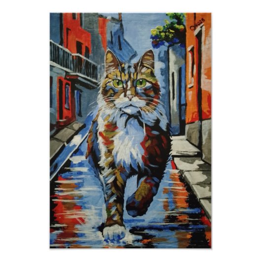 Katze, Kotofey, Straße, Stadt, Tier Fotodruck (Vorne)