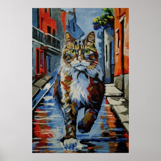Katze, Kotofey, Straße, Stadt, Tier Poster (Vorne)