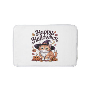 Katze Kürbis Frohes Halloween Badematte