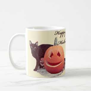 Katze & Kürbis Frohes Halloween Kaffeetasse