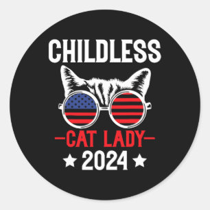Katze Lady 2024 Gesinnte politische Wahlen Demokra Runder Aufkleber
