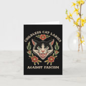 Katze Lady Against Faschismus Feminist Funny Cat 2 Karte (Gelbe Blume)