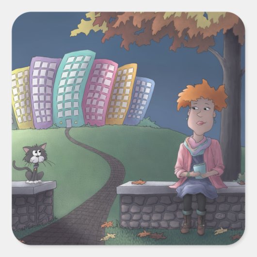 Katze Lady auf dem Parkplatz Aufkleber (Vorderseite)