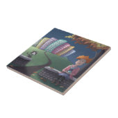 Katze Lady im Park Keramik Tile Fliese (Seite)