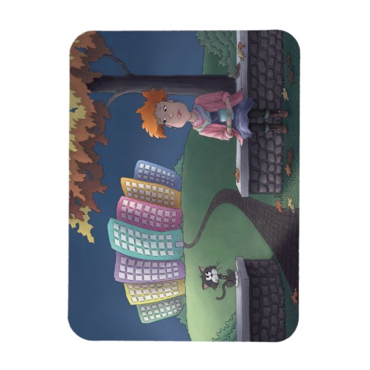 Katze Lady im Park Magnet (Vertikal)