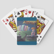 Katze Lady im Park Spielkarten spielen