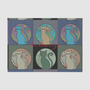 Katze Lady Multi Cats Sitting Thunder_Cove Seidenpapier