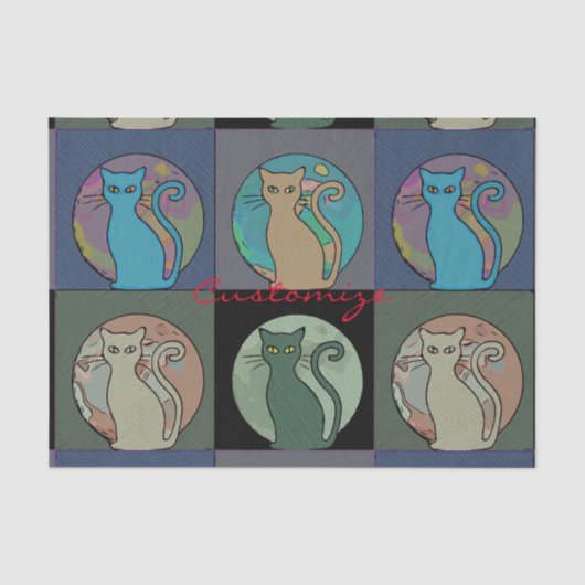 Katze Lady Multi Cats Sitting Thunder_Cove Seidenpapier (Vorderseite)