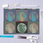 Katze Lady Multi Cats Sitting Thunder_Cove Seidenpapier (Handwerk)
