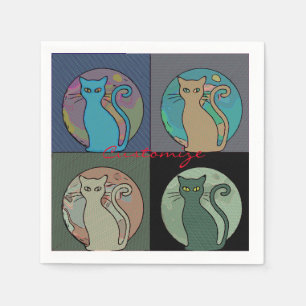 Katze Lady Multi Cats Sitting Thunder_Cove Serviette