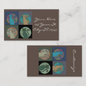 Katze Lady Multi Cats Sitting Thunder_Cove Visitenkarte (Vorne/Hinten)