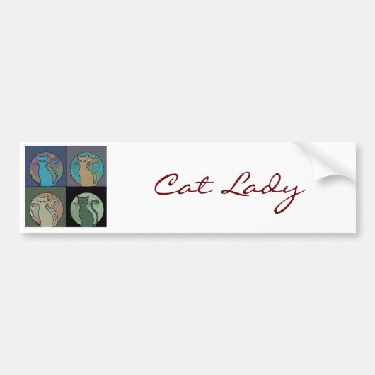 Katze Lady Multi Cats Sitzen Thunder_Cove Autoaufkleber (Vorne)