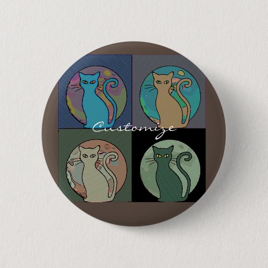 Katze Lady Multi Cats Sitzen Thunder_Cove Button (Vorderseite)