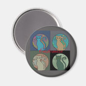 Katze Lady Multi Cats Sitzen Thunder_Cove Magnet (Vorderseite/Rückseite)