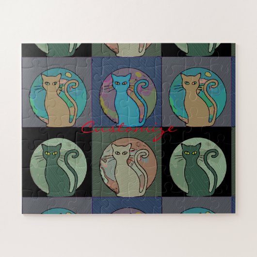 Katze Lady Multi Cats Sitzen Thunder_Cove Puzzle (Horizontal)