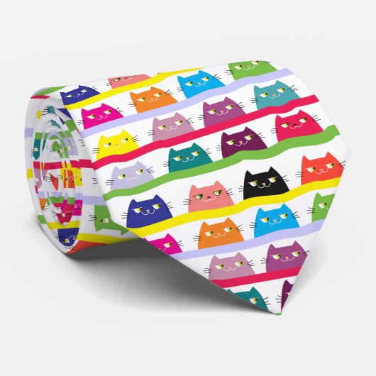 Katze, lebendiges farbiges Muster Krawatte (Gerollt)