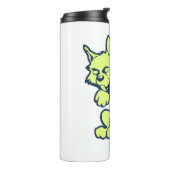 Katze leckend Paw gelb Thermosbecher (Nach links gedreht)