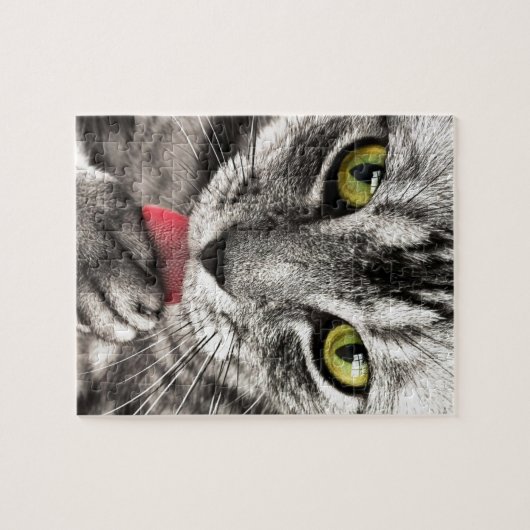 Katze leckt puzzle (Horizontal)