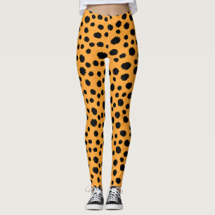 Katze Leoparden-Skin-Muster Dunkelrot Orange Tier Leggings